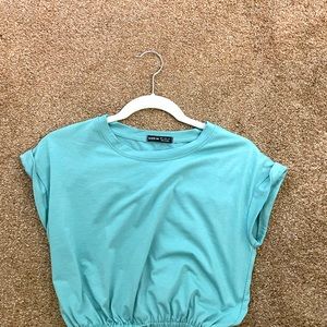 Shein teal square shoulder shirt (brand new)
